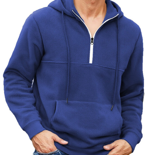Herren Fleece-Halbzip-Hoodie mit Kängurutasche, halbem Reißverschluss und Kapuze Shop Nory
