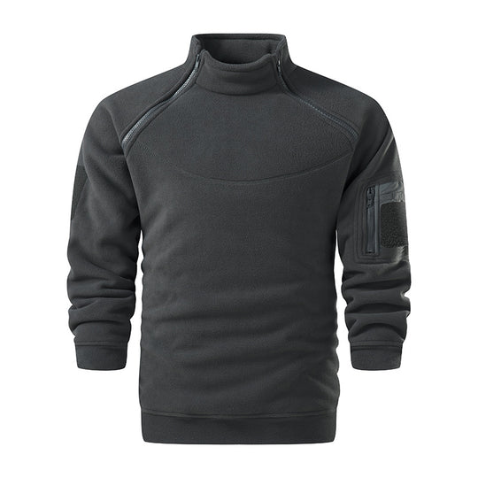 Herren Taktischer Microfleece-Troyer mit hohem Stehkragen, Ärmel‑Zipfach und Raglanärmeln Shop Nory