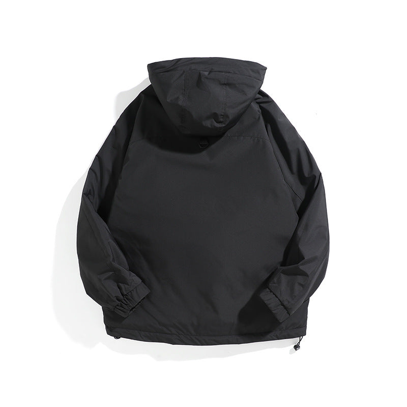 Unisex Weit geschnittener wetterfester Parka mit Kapuze, Kordelzug und aufgesetzten Pattentaschen Shop Nory