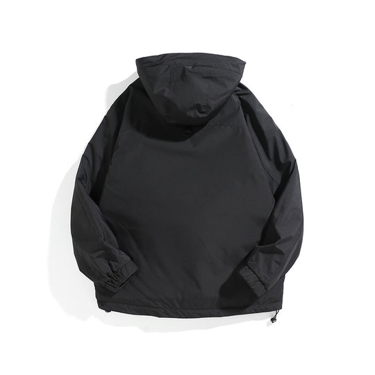 Unisex Weit geschnittener wetterfester Parka mit Kapuze, Kordelzug und aufgesetzten Pattentaschen Shop Nory