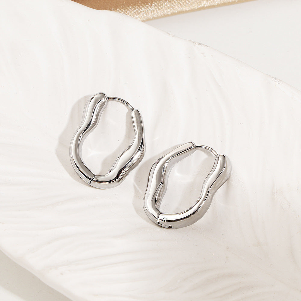 Damen Skulpturale Silber Creolen Ohrringe Shop Nory