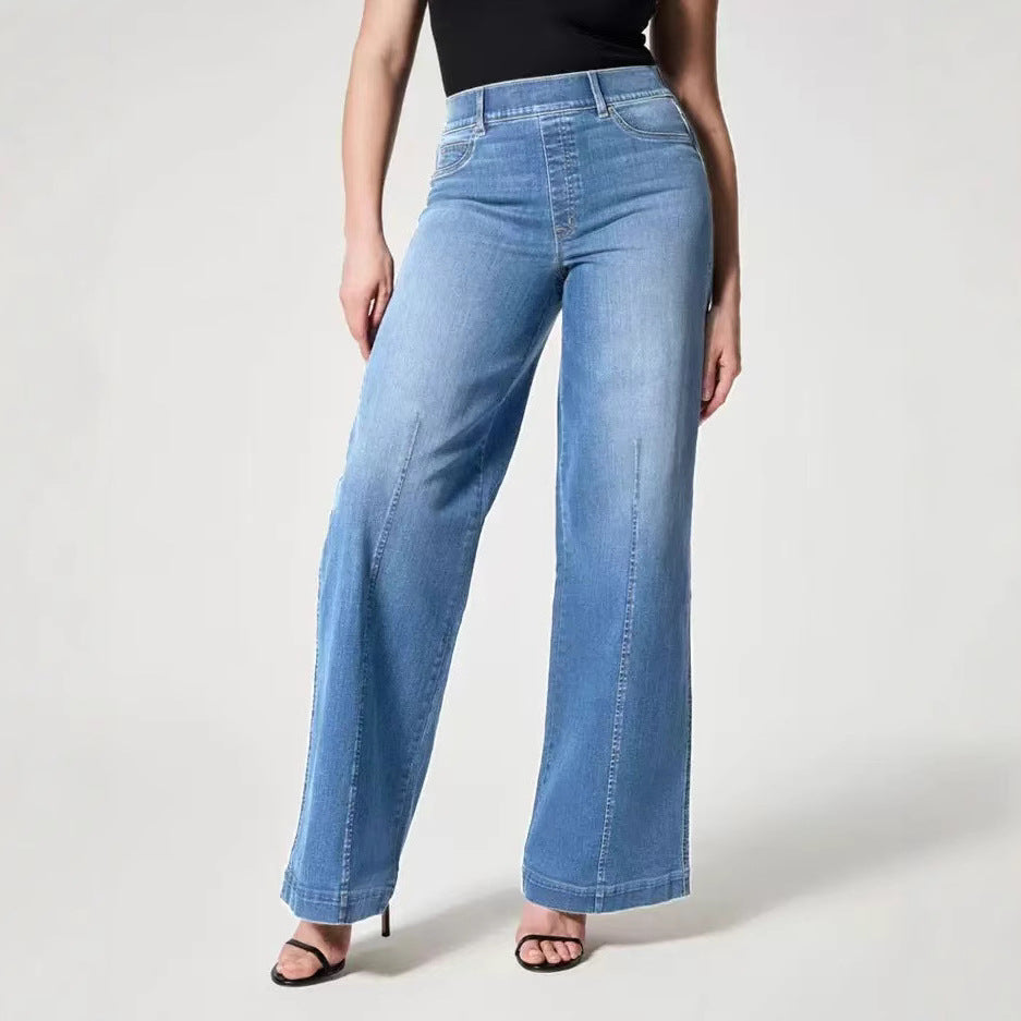 Damen Hochtaillierte Weitgeschnittene Jeanshose mit geradem Bein Shop Nory
