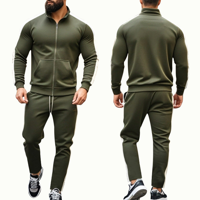 Herren nan zweiteiliges Jogginganzug-Set mit Stehkragen-Zipjacke und konisch zulaufender Jogginghose Shop Nory