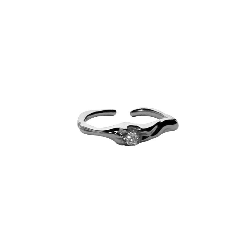 Damen Offener Ring mit elegantem Wellenmuster und funkelndem Zirkonia Shop Nory