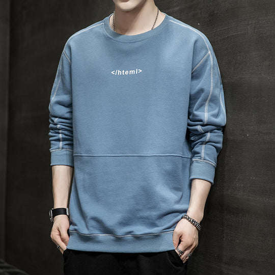 Herren lockeres Oversize‑Sweatshirt mit Kontrastnähten und Code‑Print Shop Nory