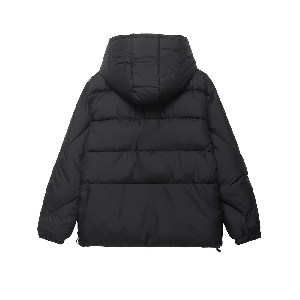 Damen Voluminöse Oversize Daunenjacke mit Kapuze und Kordelzug Shop Nory