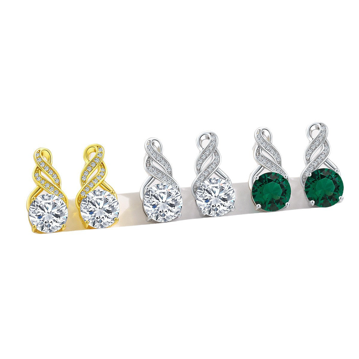 Damen elegante Ohrringe mit funkelndem Zirkon und geschwungenem Design Shop Nory