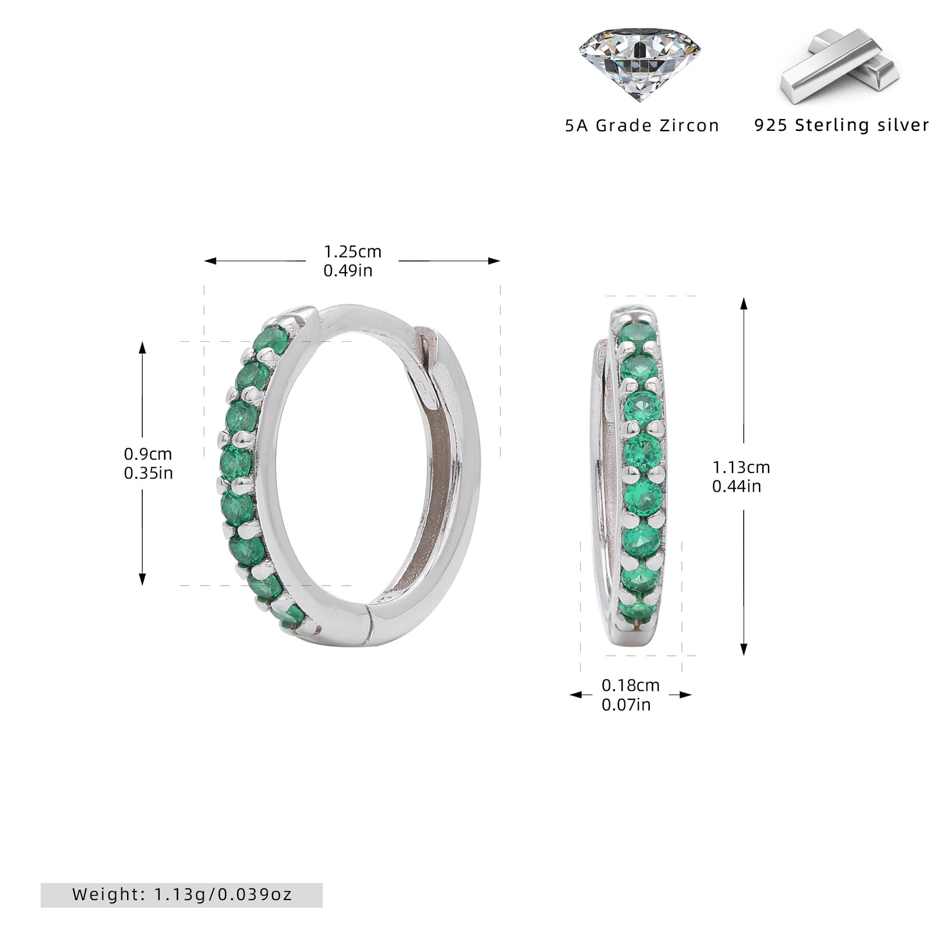 Damen Ohrcreolen mit funkelnden Zirkonsteinen aus hochwertigem 925 Sterling Silber Shop Nory