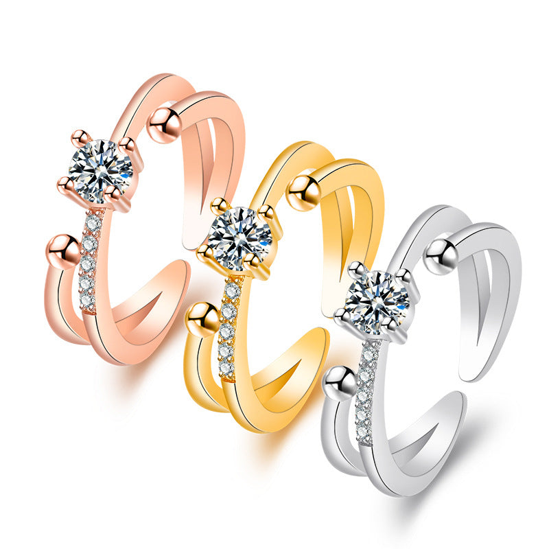 Damenring mit elegantem Wellenmuster und funkelnden Zirkonia Shop Nory