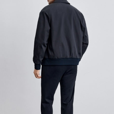 Herren klassische Harringtonjacke mit Rippsaum und verdecktem Reißverschluss Shop Nory