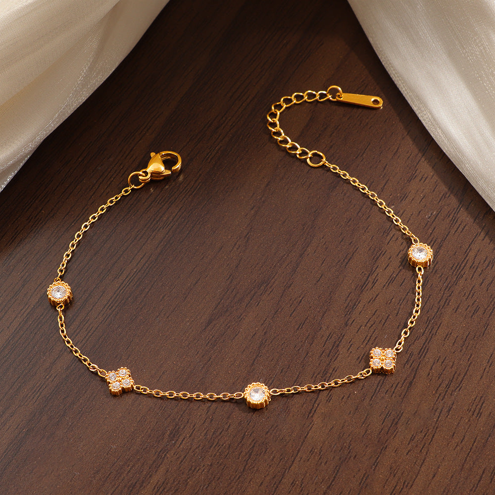 Damen elegante Fußkette mit funkelnden Details Shop Nory