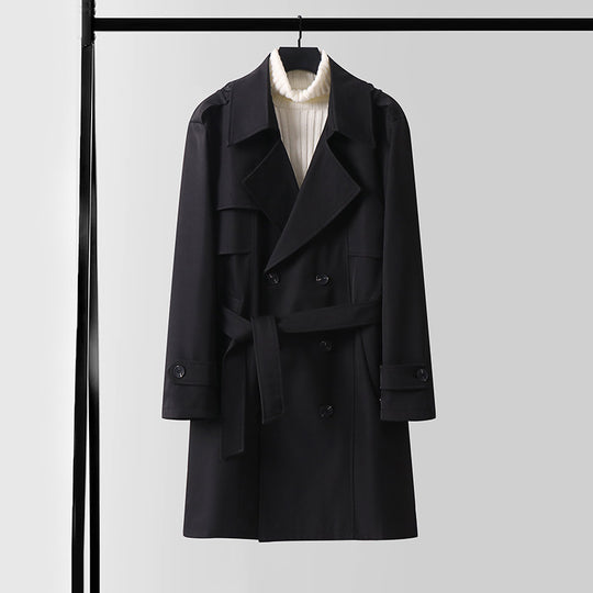 Damen Doppelreihiger Kurztrenchcoat aus leichtem Wollmix mit soften Fall und Schulterklappen Shop Nory