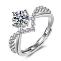 Damen eleganter Ring mit funkelndem Solitär und verspieltem Zirkonia-Besatz Shop Nory