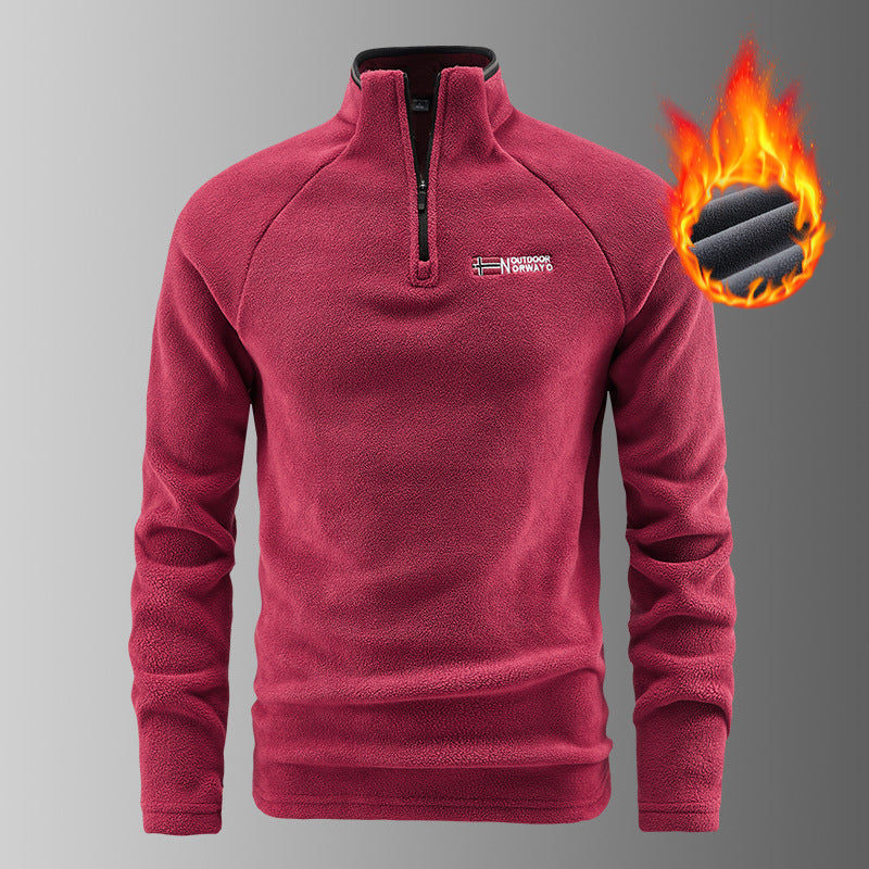 Herren Wärmender Fleecepullover mit kurzem Reißverschluss und Stehkragen Shop Nory