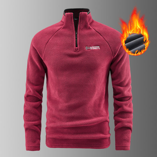 Herren Wärmender Fleecepullover mit kurzem Reißverschluss und Stehkragen Shop Nory