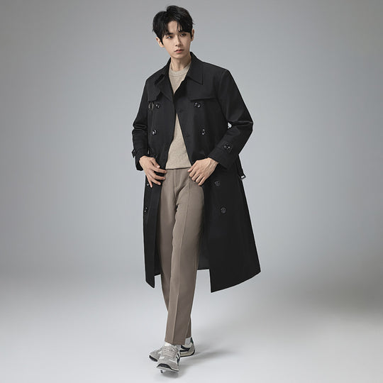Herren Moderner Tech-Trenchcoat mit Doppelreihiger Knopfleiste, Bindegürtel und dezenten Ringdetails Shop Nory