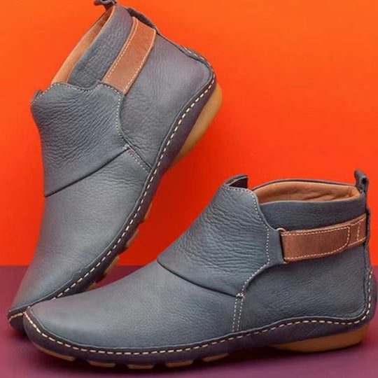 Damen Weiche Leder‑Stiefelette mit Klettverschluss, ergonomischer Laufsohle und gepolstertem Fußbett Shop Nory
