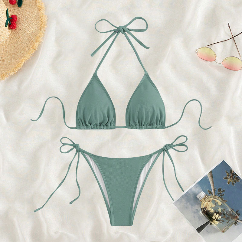 Damen Triangel-Bikini mit verstellbaren Trägern und SeitenbindShopnoryändern