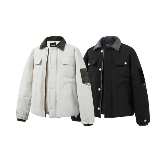 Unisex Gepolsterte Overshirt‑Jacke im Boxy‑Cut mit Cordkragen und Pattentaschen Shop Nory