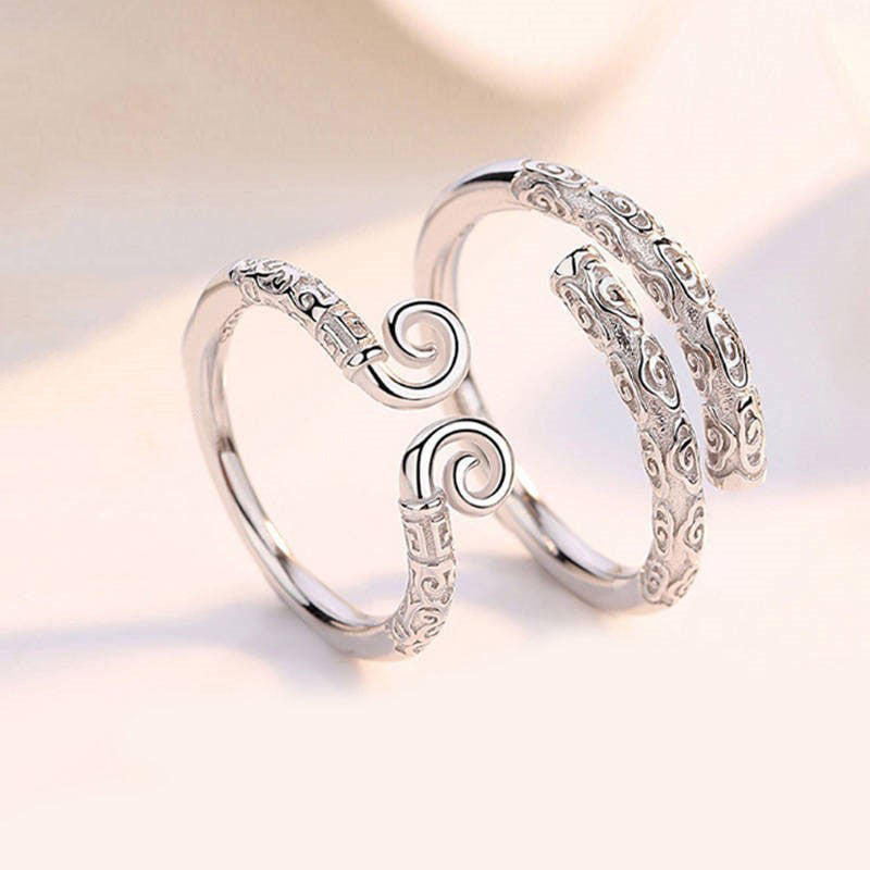 Damen Offener Ring mit kunstvollem Spiral- und Reliefdesign Shop Nory