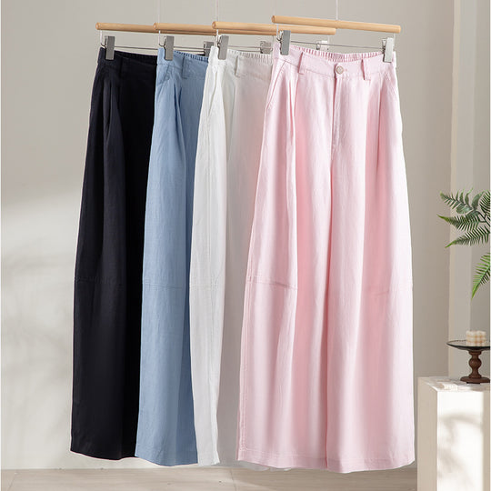 Damen Leichte High-Waist Palazzo-Hose mit vorderer Bundfalte, teilelastischem Bund und seitlichen Eingrifftaschen Shop Nory