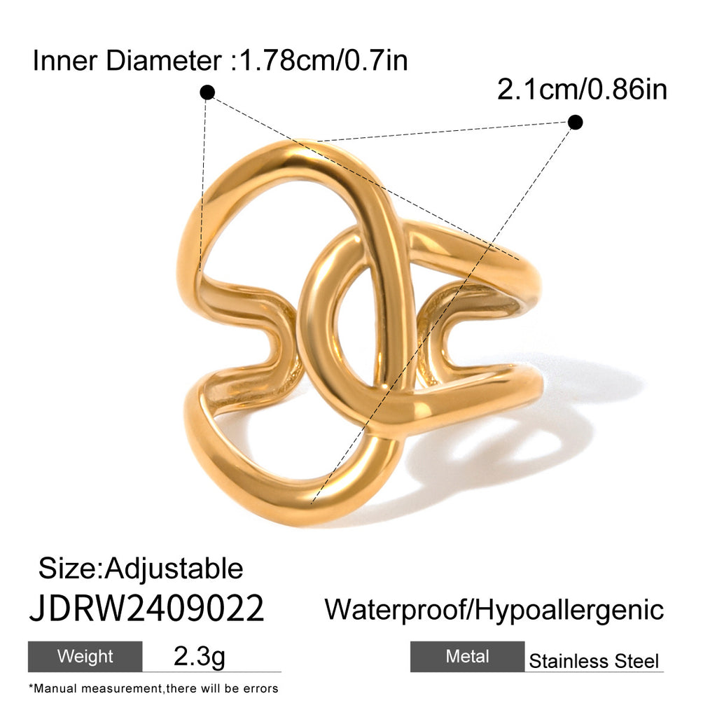 Damen Offener Ring mit modernem Design aus hypoallergenem Edelstahl Shop Nory
