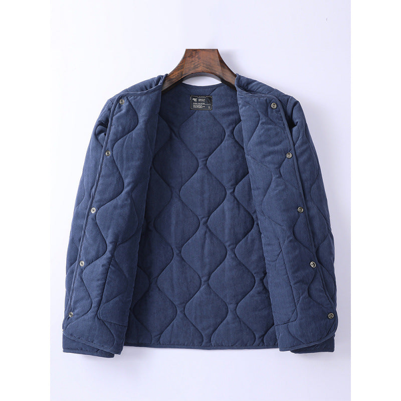 Herren Gepolsterte Steppjacke ohne Kragen mit Rundhalsausschnitt und aufgesetzten Taschen Shop Nory