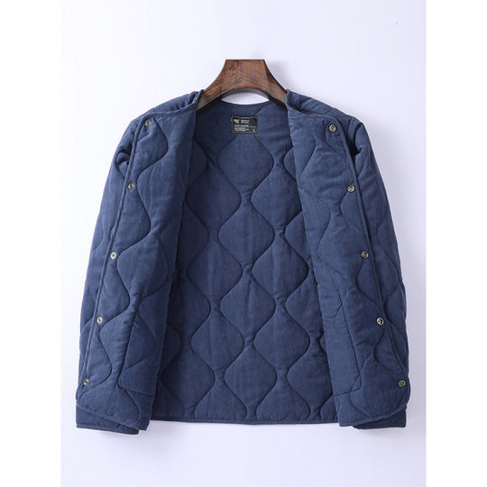 Herren Gepolsterte Steppjacke ohne Kragen mit Rundhalsausschnitt und aufgesetzten Taschen Shop Nory