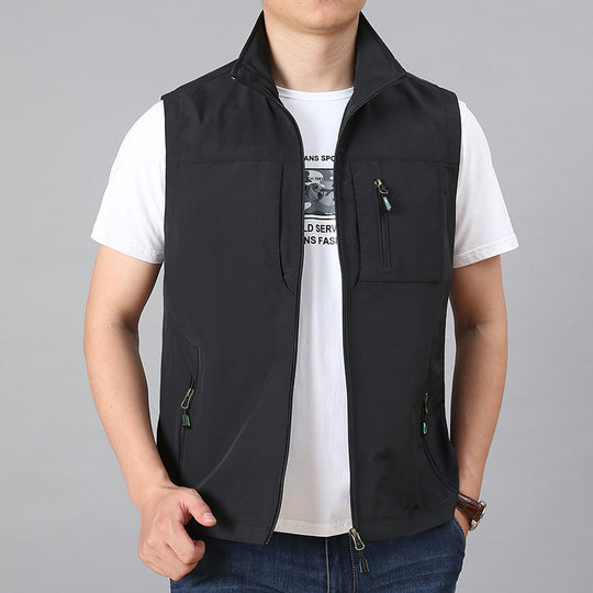 Herren Leichte Multifunktionale Outdoor-Weste mit Reißverschlusstaschen und Stehkragen Shop Nory