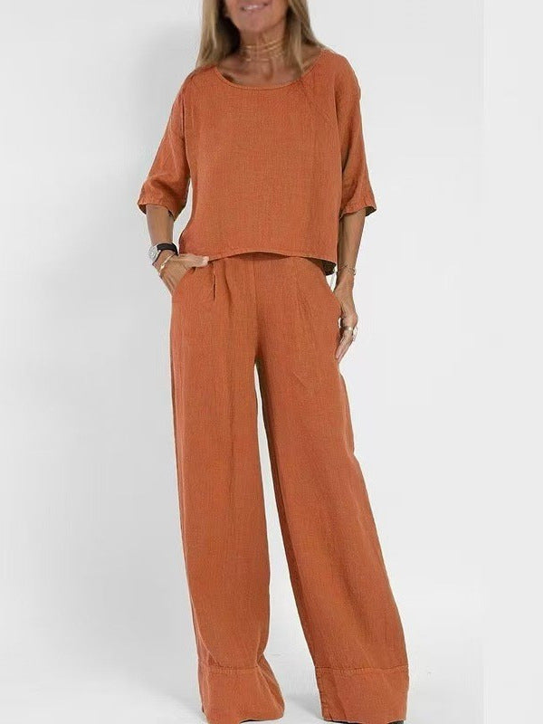 Damen stilvolles Hosenanzug-Set aus Leinen