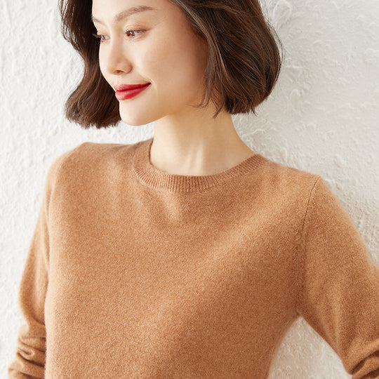 Damen Kurzgeschnittener Feinstrickpullover mit Rundhalsausschnitt und geripptem Bund Shop Nory