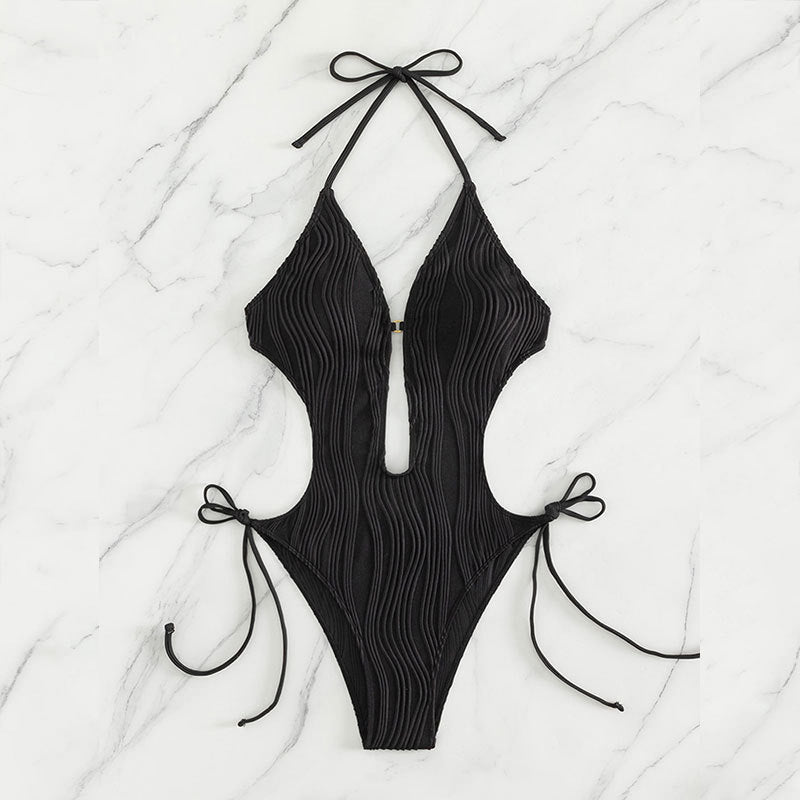 Damen Einteiler Badeanzug mit Raffinierten Cut-Out Details