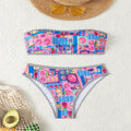 Damen Bandeau-Bikini mit fröhlichem Fruchtmuster