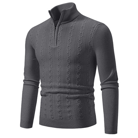 Herren Schmaler Halbzip-Zopfmuster-Pullover mit Thermo-Feinstrick und Rippsaum Shop Nory
