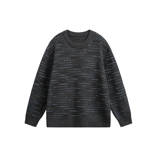 Damen Grobgestrickter Oversize-Pullover mit Rundhalsausschnitt und Strukturstreifen Shop Nory