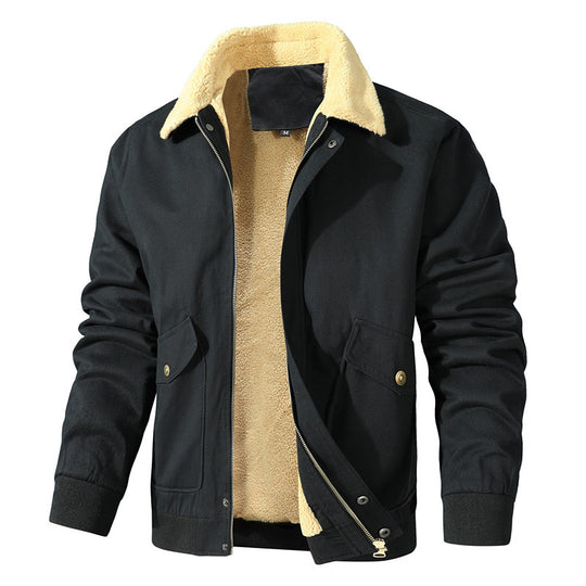 Herren Gefütterte Bomberjacke im Field-Stil mit Teddyfutter und Pattentaschen Shop Nory