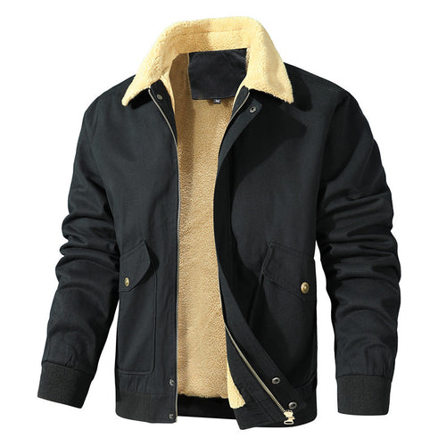 Herren Gefütterte Bomberjacke im Field-Stil mit Teddyfutter und Pattentaschen Shop Nory