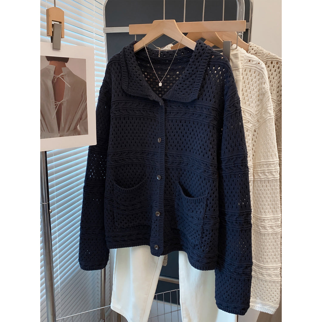 Damen Lässige Strickjacke im Lochmuster Shop Nory
