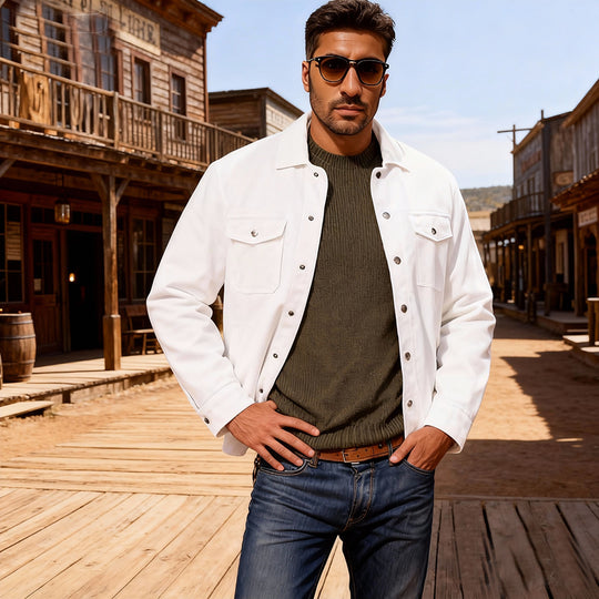 Herren Kordhemdjacke im Westernstil mit aufgesetzten Brusttaschen Shop Nory