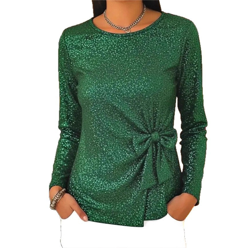 Damen Glamouröses Langarmoberteil mit Schleifen-Detail Shop Nory