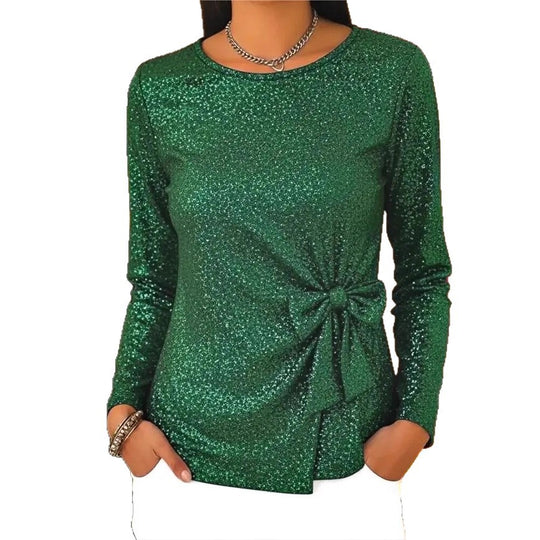Damen Glamouröses Langarmoberteil mit Schleifen-Detail Shop Nory