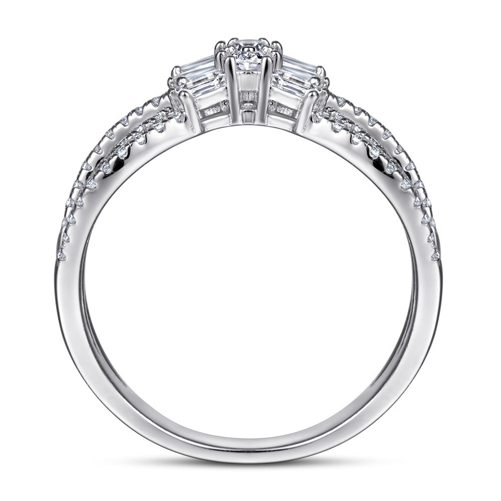 Damen Doppelring aus hochwertigem Edelstahl mit funkelnden Zirkonia Shop Nory