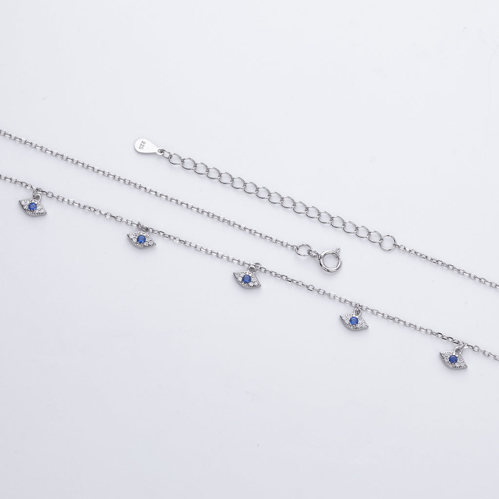 Damen Halskette mit funkelndem Auge-Motiv aus 925 Sterling Silber Shop Nory