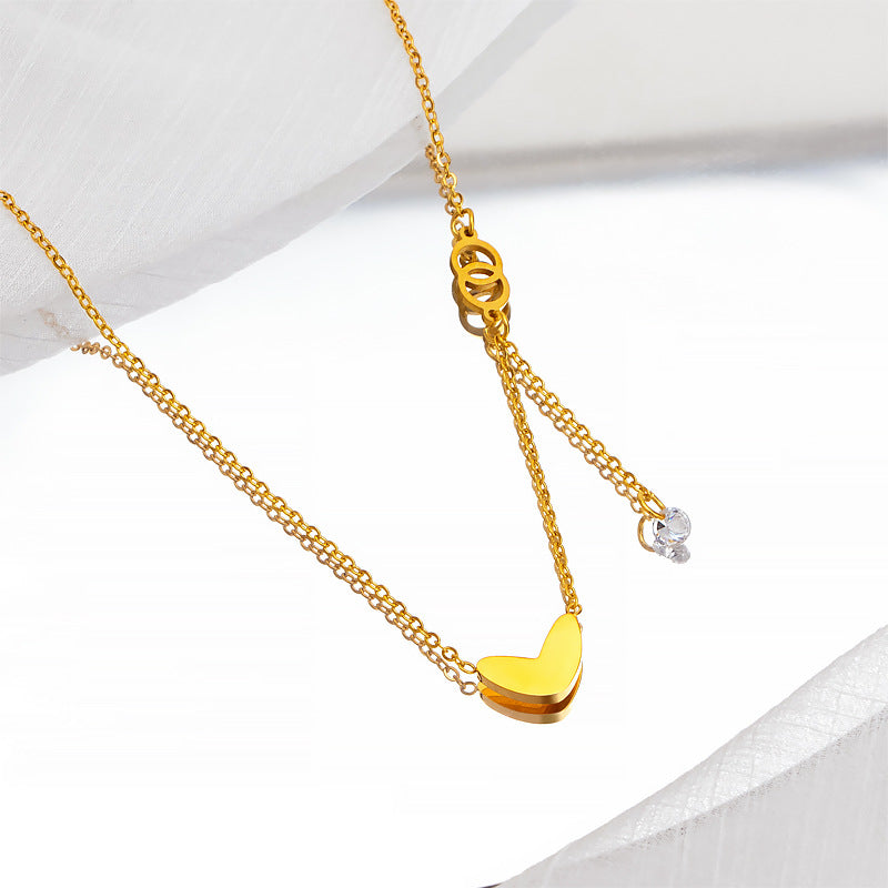 Damen Halskette mit herzförmigem Anhänger und funkelndem Element Shop Nory