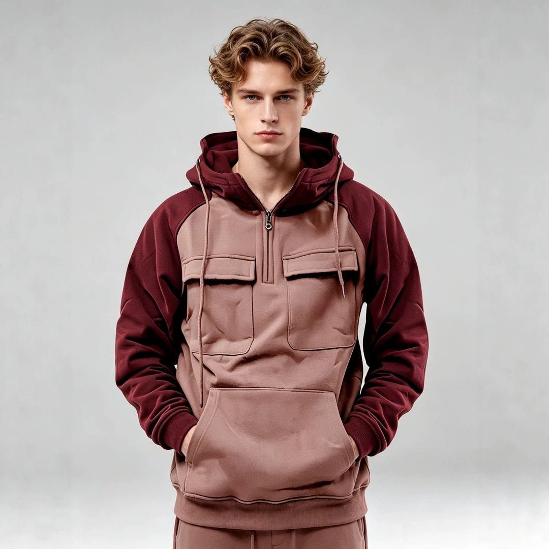 Herren Sportlicher Kapuzenpullover mit Funktionalen Taschen