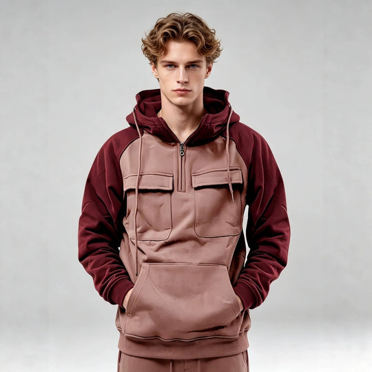 Herren Sportlicher Kapuzenpullover mit Funktionalen Taschen