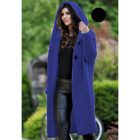 Damen Kapuzen-Strickmantel mit Oversize-Schnitt und Knopfleiste Shop Nory