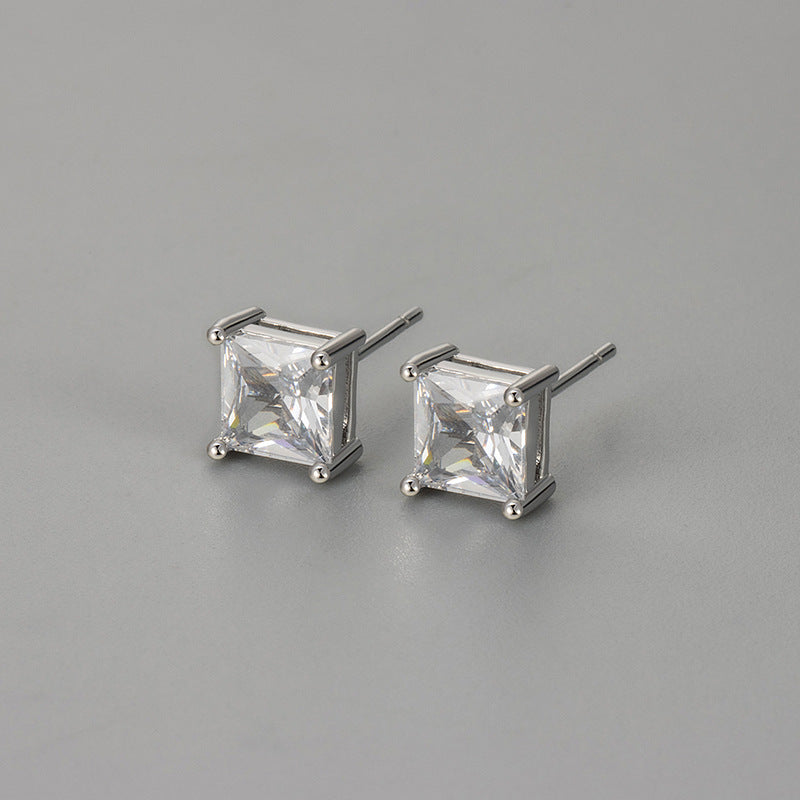 Princess-Schliff Zirkonia Ohrstecker mit Krappenfassung