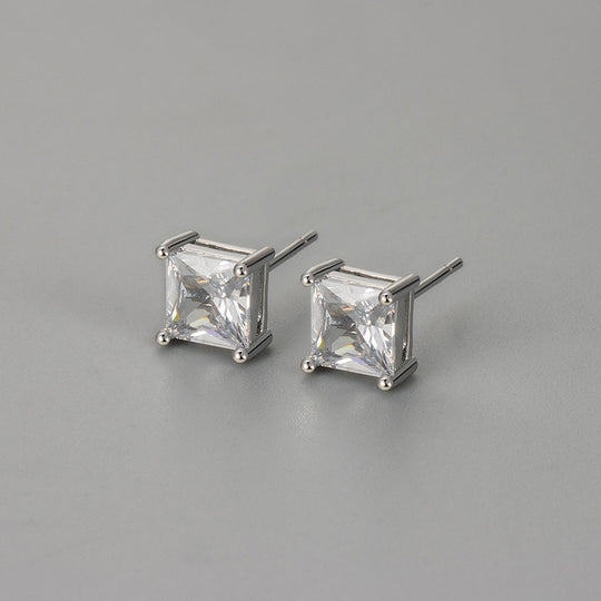 Princess-Schliff Zirkonia Ohrstecker mit Krappenfassung