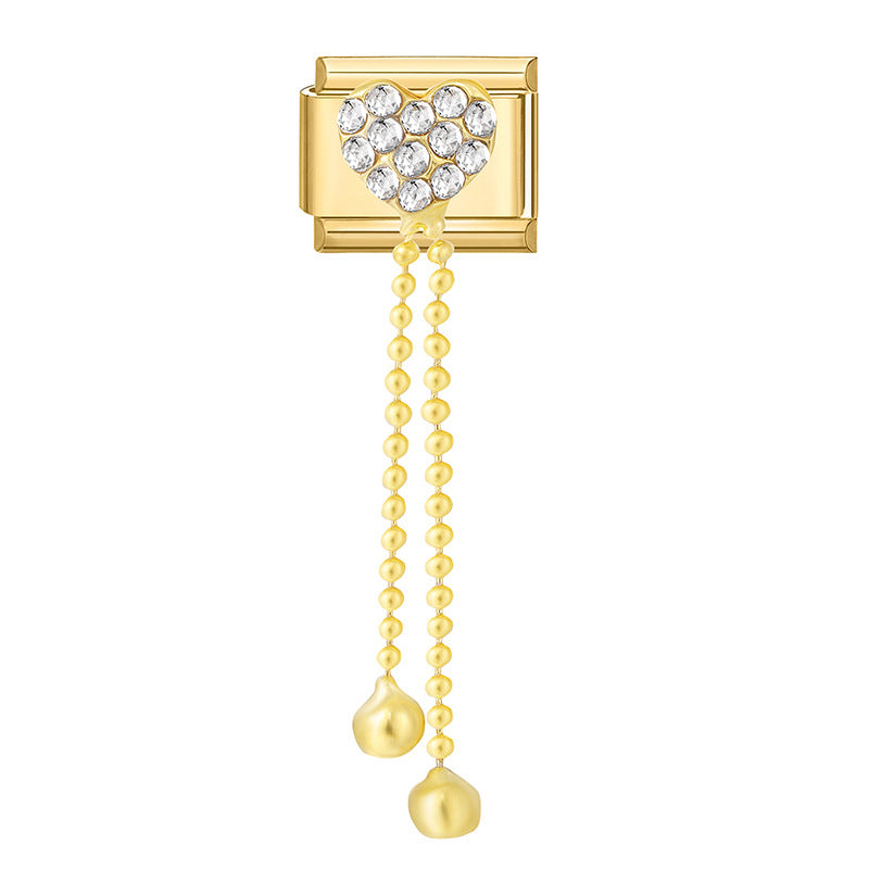 Feiner Italienischer Charm mit Zuchtperlen und Dekorativem Banddetail